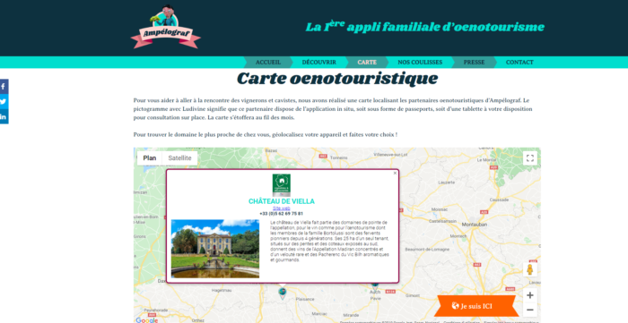 carte de localisation des partenaires d'Ampélograf - fiche château de Viella